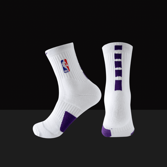 Nike NBA Elite Mid-Length Socks - White/Purple - Basketb