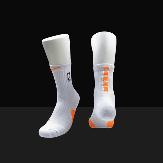 Nike NBA Elite Mid-Length Socks - White/Orange - Basketb